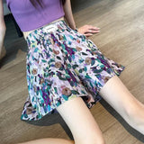 Summer Oil Painting Floral Shorts for Women Casual Wide Leg Shorts Large Siz Loose Floral Print Shorts Elastic Band Casual Pants