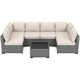 HobbyLane 7 Piece Modular Outdoor Furniture Set PE Rattan Wicker Garden