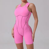 Yoga Jumpsuit Summer Short Sleeveless Sports Wear Gym Fitness Sports Bodysuit Women Dance Running Workout Clothes Yoga Jumpsuit