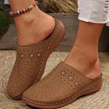 Lightweight Wedge Heel Mules Slippers Women Summer Hollow Out Slides Shoes Woman Plus Size Thick Sole Outdoor Sandals Female