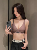 MOYISU Lingerie Women's Summer Traceless Small Bra Pull Together No Underwire Jelly Bar Soft Support Tuck Back Bra Cover ABC Cup