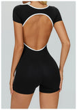 Yoga Set Women's Tracksuit Yoga Overalls One-Piece Sportswear Women's Short Sleeves Gym Workout Clothes Fitness Stretch Bodysuit