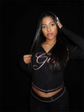 2026 New Women Ins Fashion Solid Color Sexy Straight Shoulder Contrast Stitch Long Sleeve 2 Piece Outfit