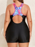 2026 Large Plus Size Swimsuit Women One Piece Slim Sporty Swimwear Female Print Bathers Bathing Swimming Swim Suit Beachwear 4XL