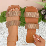 Large Size Women's Summer New Woven Slippers Outdoor Beach Sandals Fashionable  Material Comfortable Slip-On Shoes