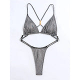 Sexy Sequins Cross Back Extreme String Mini Micro Thong Women Swimwear One Piece Swimsuit Female Bather Bathing Suit Swim V5506