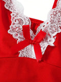 Sexy Sleepwear For Women Lace V-Neck Nightgown Split Hem Soft Lingerie Nightwear Sleeveless NightdressFemale Dress Thongs Sets