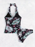 ZTVitality Women Halter Tankini Set Print Two Piece Swimsuit 2025 New Arrival Biquini Padded Bra Sexy Swimwear Summer Beachwear
