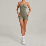 Womens Two Way Wear Bodysuit Sleeveless Yoga Stretch One Piece Romper Sexy Fitness Side Pockets Sportwears Bodysuit