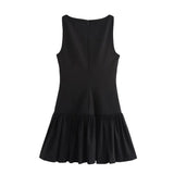Foridol Bowknot Pleated Tank Short Dress for Women Sleeveless Casual Party Short Dress Female Casual Autumn Winter Dress