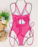 Splicing High Cut Out One Piece Swimsuit Women Tassel Swimwear Female Sexy Bathing Suit String Leopard Bikini 2025 Monokini Lady