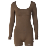 Hugcitar Long Sleeves Backless Solid Lace Up Sexy Slim Skinny Playsuit 2024 Fall Women Fashion Y2K Streetwear Party Club Rompe