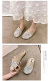 Breathable Mesh Linen Slippers For Women Summer Flat Shoes Anti-slip Female Indoor Outdoor Slides Office Lady Walking Sandals