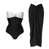 2026 One Piece Swimsuit With Cover Up Trend Swimsuit Women Swimwear Black Swim Suit Bodysuit Bathing Suit Beach Wear