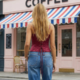 Women's Summer Solid Color Satin Slim Camisole Spaghetti Strap V-Neck Hook and Eye Front Closure Slim Fit Tank Tops