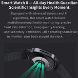 Fashion Weather Sports Blue Tooth Call Heart Rate Health Sleep Smartwatch SOS Map Navigation Wireless Charging Smart Watch 8