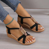 Wedge Sandals for Women Summer Comfortable Non Slip Beach Shoes Woman PU Leather Platform Roman Sandalias Mujer