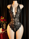 Transparent Sexy Crotchless Bra Set Lingerie Women Lace Hollow Bra Costumes Deep V Open Bra Underwea Erotic Backlesshot Bodysuit
