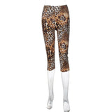 Sexy Leopard Print Knee-length Leggings Women 2026 Fitness Sports Yoga Tights Short Pants Streetwear Y2K Ladies Black Trousers
