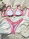 Sexy Leopard Print Bikini 2 Piece Set Women Laced Up Split Swimsuit Low Waist Beachwear 2025 New Summer Swimwear Bikinis Set