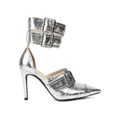 2026 Spring Fashion New Sexy Nightclub Party Pointed Toe Metal Buckle Decorated High Heel Shoes Women's Shoes Size 34-48