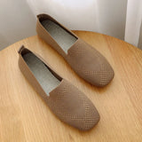 Spring and Autumn Flat Shoes Fashion Leisure Women's Flat Shoes Square Toe Knitting Elastic Comfortable Slip-on Boutique Shoes