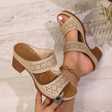 Plus Size Women's High Heels Platform Sandals Lightweight Thick Heel Summer Slippers Woman Comfort Non Slip Sandalias De Mujer
