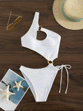 2026 One Shoulder Hollow Bodysuit One Piece Swimsuit Sexy Swimwear Women Bathing Suit Female Swimming Summer Beachwear Bodysuit