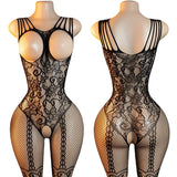 Cutout Full Open Bra Fishnet Sexy Lingeries Erotic Outfit Hot Woman One-piece Crotchless Lingerie Mesh Bras Panties Body Suit