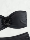 XS - XL 3D Flower Bandeau Bikinis Female Swimsuit High Waist Bikini Women Swimwear Two-pieces Bikini Set Bathing Suit Swim Lady