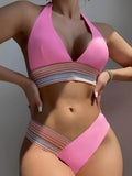 Halter Bikini 2025 Solid Bandage Swimsuit Women Padded High Cut Swimwear Female Bathers Bathing Swimming Swim Suit Beachwear