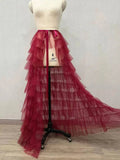 White Ruffled Tiered Tulle Over Wrap Skirts Women Sheer Mesh Summer Maxi Skirt Low Long Beach Tulle Skirt Bridal Detachable FR8E