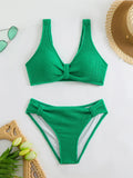 High Waist Bikini 2026 Women Sporty Swimsuit Solid Sexy Striped Swimwear Female Bathers Bathing Swimming Swim Suit Beachwear