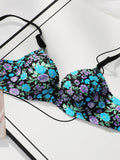 Women's Sexy One-piece Bra With Small Floral Patterns Without Steel Rings Gathered Push Ups Daily Comfortable Underwear A5033