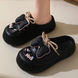 Women Fashion Clogs DIY Cute Bowknot Summer Platform Shoes Female Home Street Slippers Soft EVA Close Toe Girls Beach Sandals