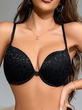 Women's Front Closure Underwire Bra Solid Color Push Up Bralette Sexy Deep V Lingerie Underwear Padded Bra