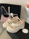 Women Shoes Platform Black 10cm High Heels Sandals Punk Chunky Shoes Summer Gladiator Sandals Wedges Platform Sandalias Mujer