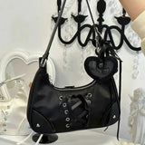Cute Y2k Womens Shoulder Bag Fashion Elegant Sweet Lolita Jk Ita Bag Transparent Literary Kawaii Exquisite Female Handbag Purse