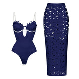 2025 High Quality One Piece Swimsuit Floral Ruffle Printed Push Up Women Bikini Set Swimwear Slimming Bathing Suit Beach Wear