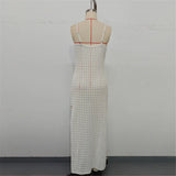 V Neck Sleeveless Hollow Out Crochet Knitted Tunic Beach Cover Up Cover-ups Beach Dress Beach Wear Beachwear Female Women V7212