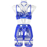 Toucheart Trendy Lingerie 4 Pieces Set Exotic Sexy Bra Eroctic Garter Underwear Set Women's Mesh See-through Luxury Underwear