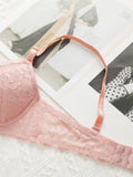 Pink lace gathered lifting sexy bra for all seasons daily women's underwear simple French style B6048