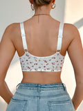Women's Lace Floral Bra Adjustable Straps Unlined Wireless Push up Bra Comfortable and Breathable Women's Underwear