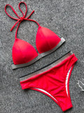 2025 Push Up High Waist Bikini Women Swimsuit Female Swimwear Two Pieces Bikini Set Halter Bra Cup Bathing Suit Swim Beach Wear