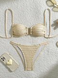 2026 Wrinkled U Ring Bandeau Bikini Women Swimwear Female Swimsuit Two-pieces Bikini Set Bather Pool Bathing Suit Swim Beachwear
