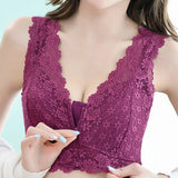 Zipper Sexy Lace Bras For Women V Neck Push Up Padded Brasiere Tops Hollow Out Bralette Breathable Comfortable Women'S Underwear