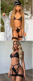 Women's Sexy Lingerie Set Lace Porn Costumes 3 Piece Push Up Bra G-String Garter Exotic Sets Lenceria Erotic Underwear For Sex