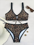 2026 Leopard Bikinis High Waist Swimsuit Women Tie Front Strappy Swimwear Female Beachwear Bathers Bathing Swimming Swim Suit