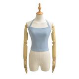 Solid Color Sexy Back-Cross-Strap Tank Top For Women New Summer Slim-Fit Short Outerwear Base Top Pure Desire Casual Style 56ZA