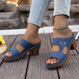Plus Size 43 Summer High Heel Sandals Women Lightweight Hollow Out Thick Heeled Sandles Woman Outdoor Open Toe Casual Sandals